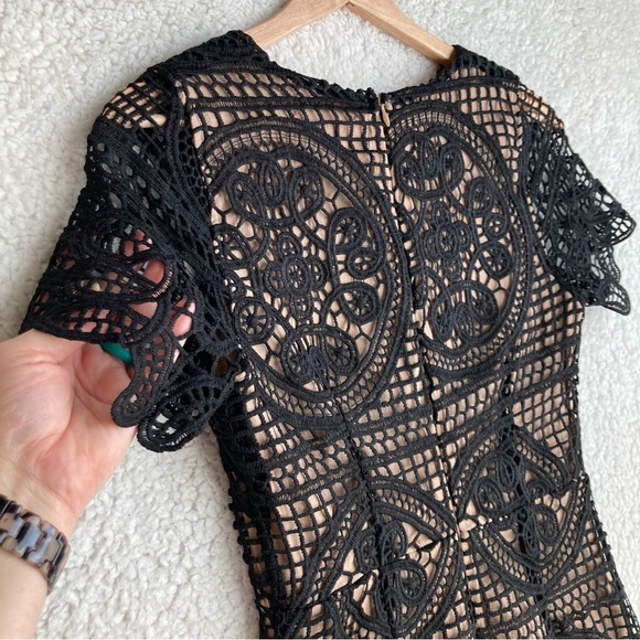 J.O.A. Los Angeles Women's black crochet lace overlay short sleeve dress, Sz S - Picture 14 of 17